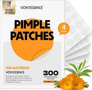 Hydrocolloid Pimple Patches — 300 Count Acne Spot Treatment Stickers (4 Sizes) Invisible Zit Covers for Overnight Healing