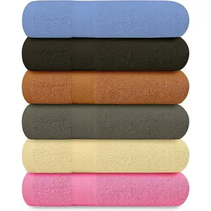100% Cotton Bath Towels - 27x54inch - Pack of 6 Shower Towels - Lightweight, Thin, Premium, Super Absorbent Bathroom Towels (Multiple Colors)