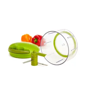 Kuhn Rikon Pull Chop Chopper Manual Food Processor with Cord for Chopping Fruits Vegetables Nuts & More | Sharp Blades Durable ABS Plastic Kitchen Utensil
