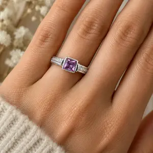 Ivy Spire – 925 Sterling Silver and Lab Alexandrite Ring | Size 7 | 4mm Princess Cut