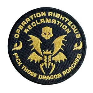 Helldivers 2 Operation Righteous Reclamation Patch – 2 colorways – 3.76" Embroidered Morale Badge – “F*ck Those Dragon Roaches” – Tactical Gamer Patch for Jackets, Vests, Backpacks – Sew On, Iron On, or Hook Backing