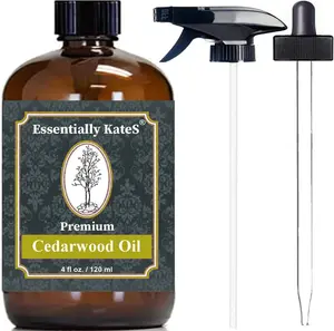 Essentially KateS Cedarwood Oil 4 fl oz – 100% Pure & Natural – Aromatherapy, Diffuser, Hair & Beard Care, Skin Support, Calming Woodsy Scent – Therapeutic Grade Cedar Oil