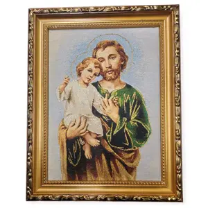 San Jose  9"x11" CUADRO Full Body Picture Frame Cushioned Tela Texture Tapestry Acolchonado Brand New Religious Decor Cloth Saint Joseph