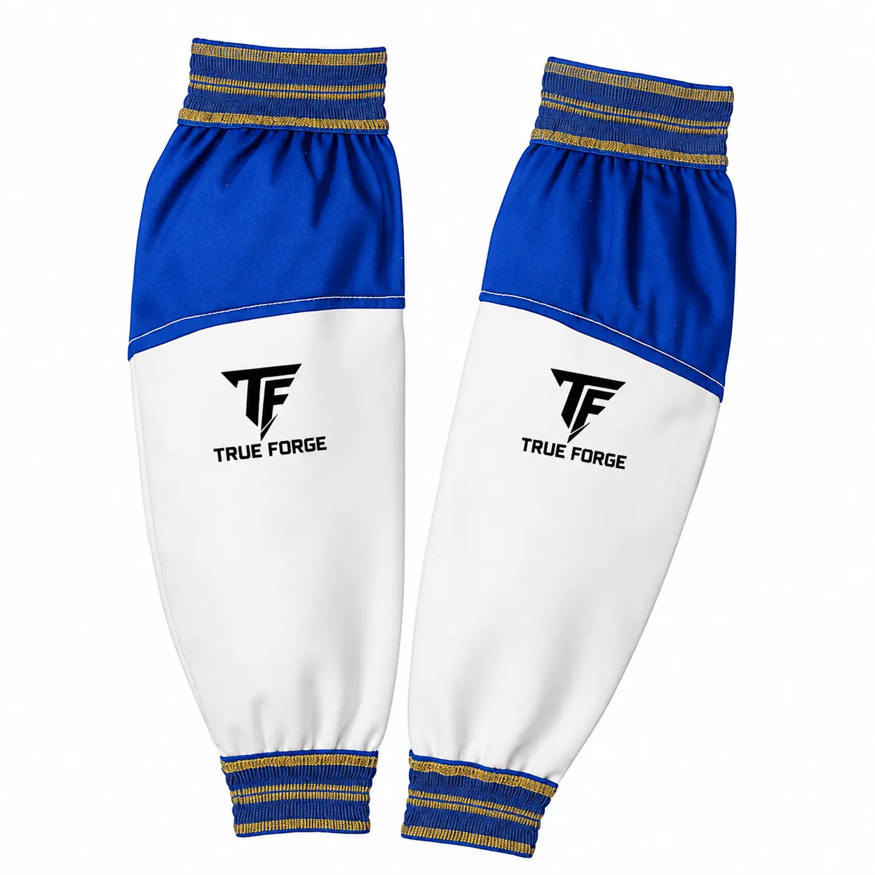 TRUE FORGE Blue Welding Sleeves for Men 22" Top Grain Goatskin & FR Cotton Flame Resistant Kevlar Stitched Heat Spark Protection Arm Protectors