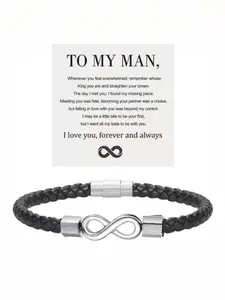 To My Man, Infinity Leather Bracelet Husband Gifts from WifeI Love You Forever and Always Bracelets Boyfriend Anniversary Birthday Christmas Fathers Gifts for Men Son Grandson