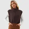 YUCOLEN Women's Fitted Cropped Sherpa Fleece Vest - Superlight Thermal Overlay, Polyester Spandex Stand Collar, Full Zipper, Drawstring Comfortable Top, Sleeveless Zip-Front Women's Vests