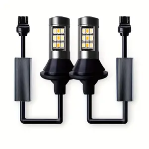 7443 Error Free Switchback DRL LED Turn Signal Light Bulbs White And Amber No Hyper Flash With Built-In Resistors