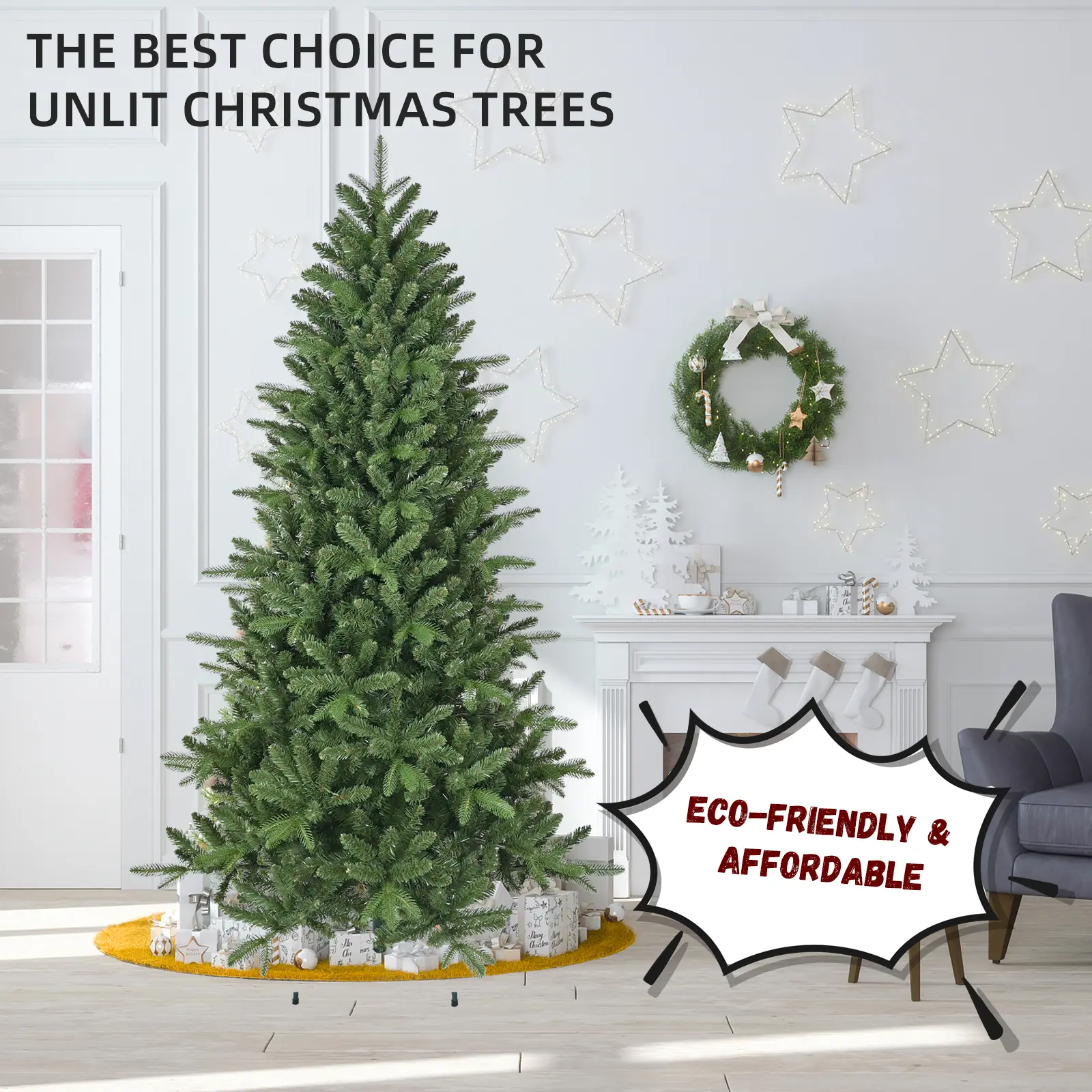 6FT Premium Artificial Christmas Tree, Ultra Realistic Spruce Look with Full Dense Branches, Natural PE/PVC Needles, Easy Hinged Assembly, Sturdy Metal Stand, Elegant Unlit Christmas Decor for Home & Holiday