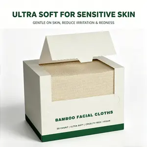 Bamboo Viscose Face Towels XL, Disposable Dry Face Towelettes, Ultra Soft Single Use Facial Towels, 50 Count, 1 Pack