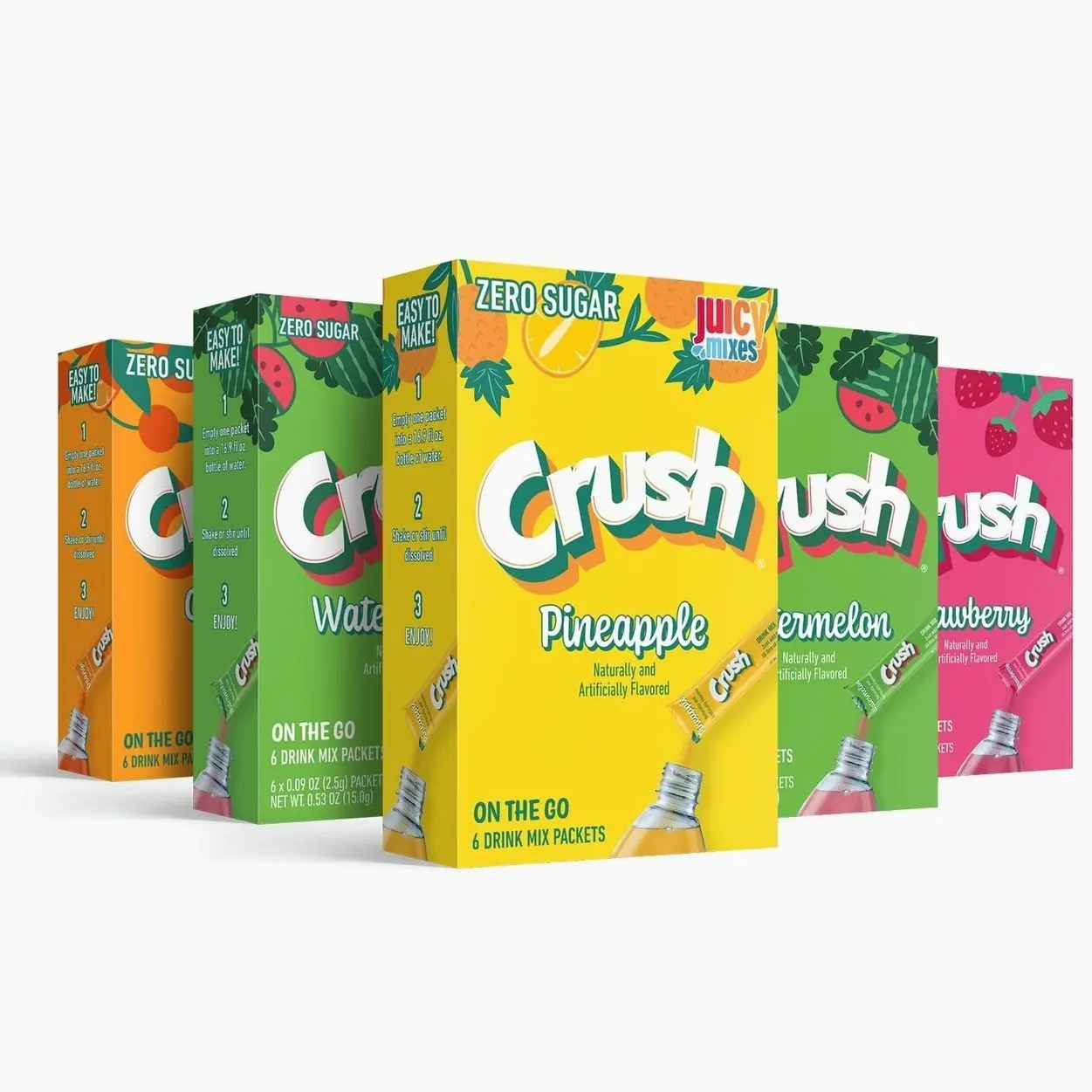 Crush- Powder Drink Mix - Sugar Free & Delicious (Summer Variety, 30 Sticks)