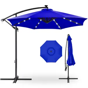 Best Choice Products 10ft Solar LED Offset Hanging Outdoor Market Patio Umbrella w/ Adjustable Tilt