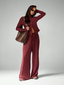 MISSGUIDED Button Up Cardigan With Wide Leg Pants