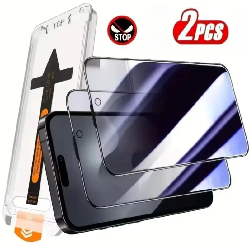 2pcs Anti-Spy Screen Protector, Invisible Glass Film, Dust-Free Bubble-Free, Scratch-Resistant Fingerprint-Proof, Fits iPhone 11-17 Pro Max Plus
