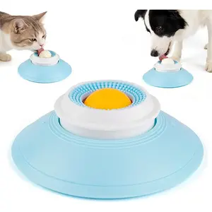 Dog Cat Licks Toys,Dog Cat Licks Toys for Liquid Food,Dog Lick Bowl with Ball,Non-Slip Dogs Liquid Lickbowl(Yellow Ball)