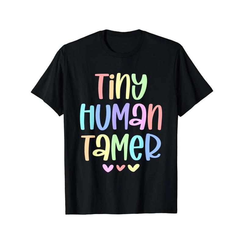 Tiny Human Tamer, Daycare Teacher Cotton T-Shirt y2k outfits men time tee shirt backwards demon slayer merch double print oversize lightweight acid valentine gift cadena mr stiven