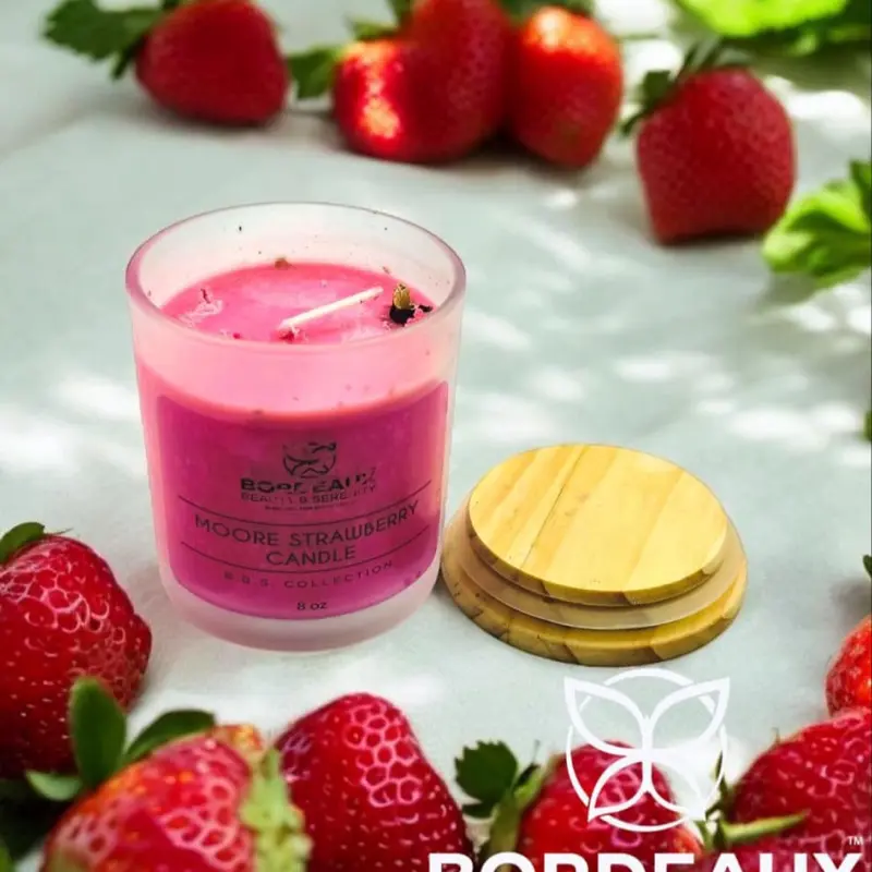 Moore Strawberry Candle with Scent Booster - Handmade by Bordeaux B - Decorative Candle for Home Decor - Ornaments