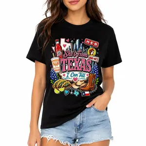 Vintage She's From Texas I Can Tell Big Red Shirt, Retro She's From Texas Western Shirt, Basketball Fan Shirt, Game Day Shirt, Full Colors, Full Sizes S-3XL Breathable Breathable
