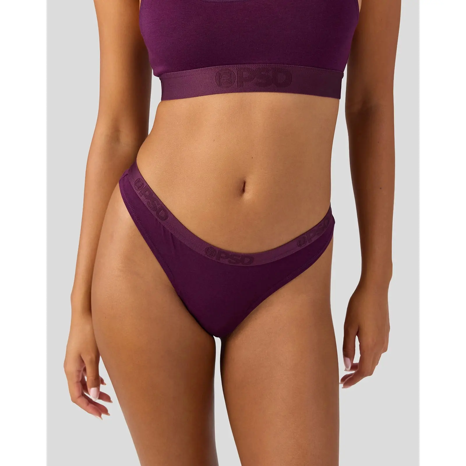 PSD Womens Solids - Plum Thong - Barely-There Thong, Soft and Comfortable Premium Modal Fabric Breathable Womenswear