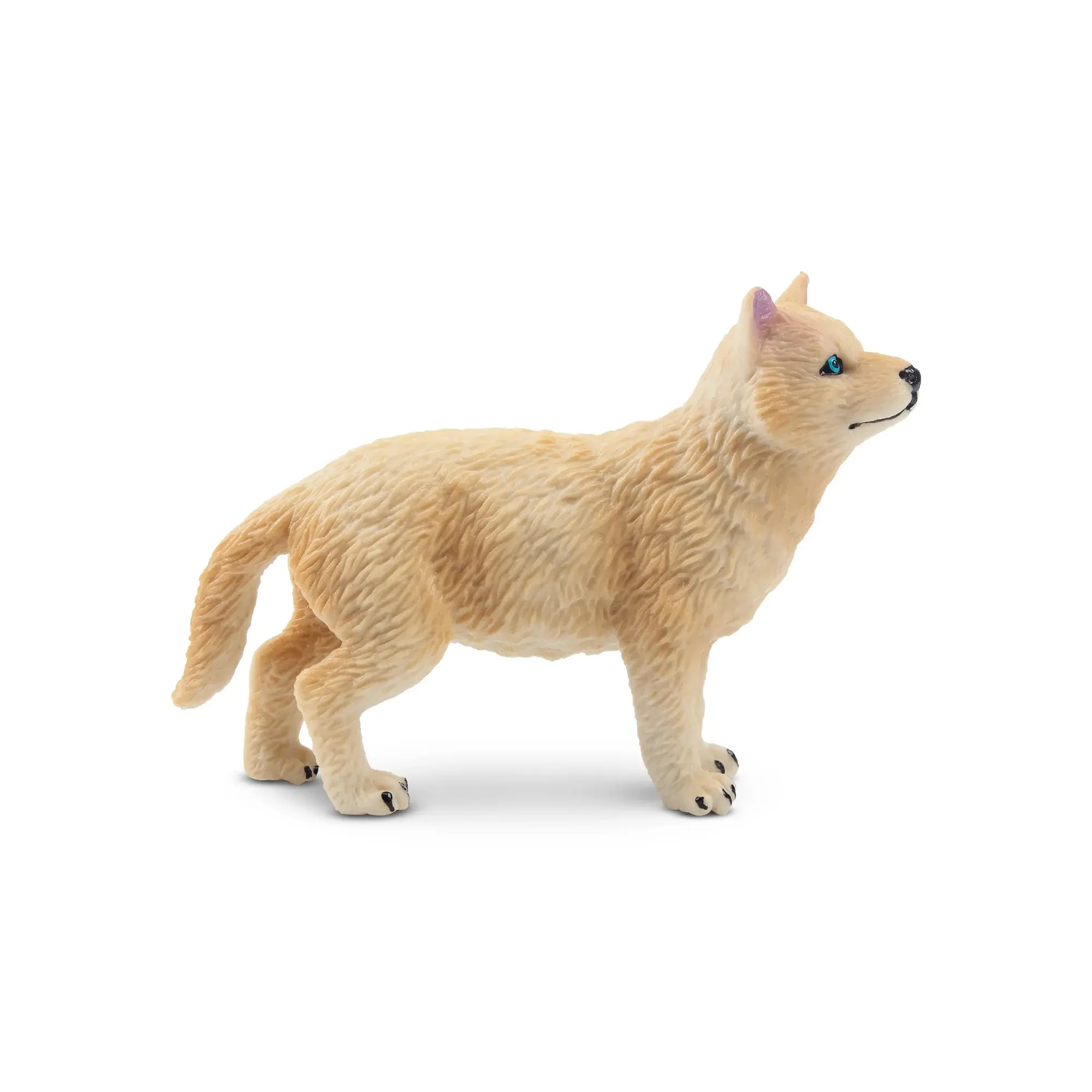 Toymany Hand-Painted Standing White Plastic Arctic Wolf Cub Figurine - Realistic Unisex Animal Toy Figure, Ideal for Early Education, Montessori Sensory Play, Collectible Gifts & Home Decor