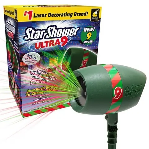 Ultra 9, Laser Light w/Remote, 9 Unique Patterns, 3 Color Combos, Up to 3200 Sq Ft