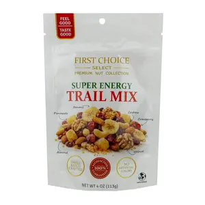FirstChoiceCandy Super Energy Trail Mix, Almonds, Cashews, Walnuts, Cranberry, Banana, Pineapple, Kosher, 4 oz (PACK OF 12)