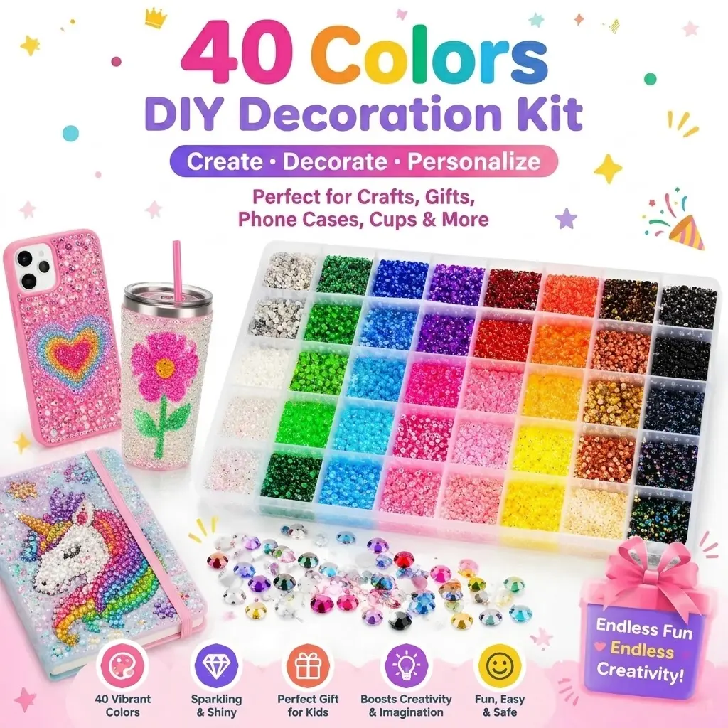 1-Box 40-Color 3 mm Trendy Nail-Bedazzling Rhinestones Kit, AB Iridescent Crystal Rhinestones, Semi-Circular Flat-Back Resin Diamond Decorations for DIY Nails, Birthday and Holiday Ornaments, Nail Art Supplies, Nail Art Products