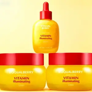 EQQUALBERRY Vitamin Brightening Serum Cream Women's Set - Vitamin C and Niacinamide | Targets Dark Spots | Ceramides Strengthen Skin Barrier | Radiant, Lightweight Hydration