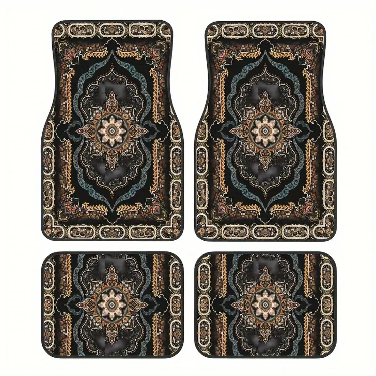 ‌Antique Persian Car Floor Mats Set of 4 Thick Pile Non Slip Car Carpets Luxury Auto Accessories for All Vehicle Types Easy Clean Interior Decor‌ Car Foot Mats