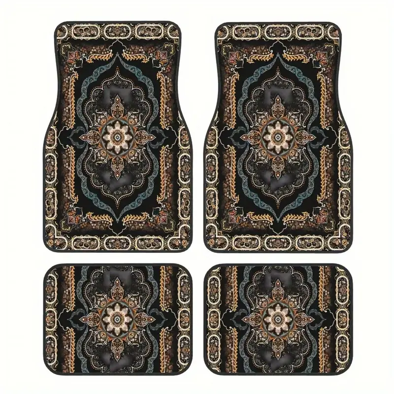 Antique Persian Car Floor Mats Set of 4 Thick Pile Non Slip Car Carpets Luxury Auto Accessories for All Vehicle Types Easy Clean Interior Decor Car Foot Mats