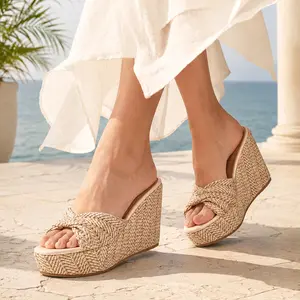 Women’s Espadrille Wedge Sandals – Open Toe Slip-On Platform Heels for Summer Beach, Vacation & Casual Outfits Walking Shoes