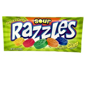Razzles Sour Flavors Candy Then Gum Nostalgic Candy Sweet Snack Cherry Bonbon Cherry Super Sour Candy Brick