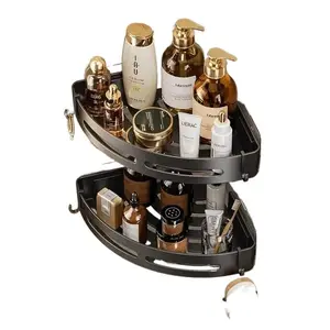 1/2/3Pcs No Drill Adhesive Shower Caddy, Corner Storage Shelf for Shampoo Towel Bathroom