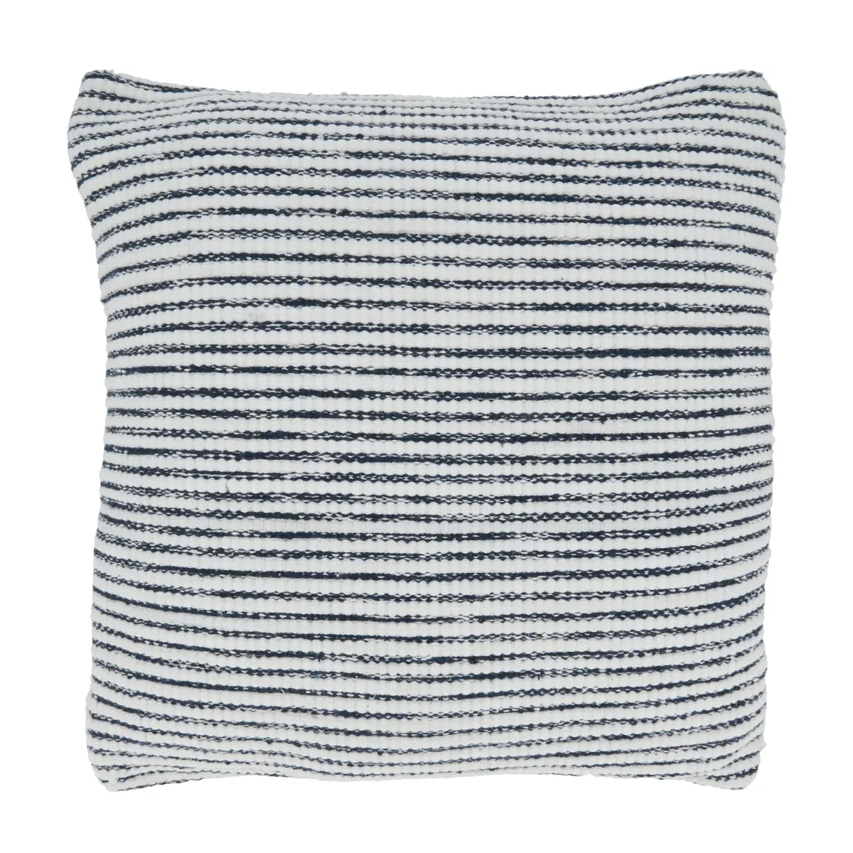 Saro 5082.BL18SD 18 in. Woven Striped Square Throw Pillow with Down Filling, Black