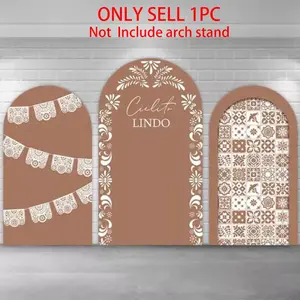 Cielito Lindo Terracotta Arch Covers Stretchy Backdrop Decorative Banner – Papel Picado & Talavera Tile Design, Perfect for Mexican Fiesta & Theme Party Photo Backdrop
