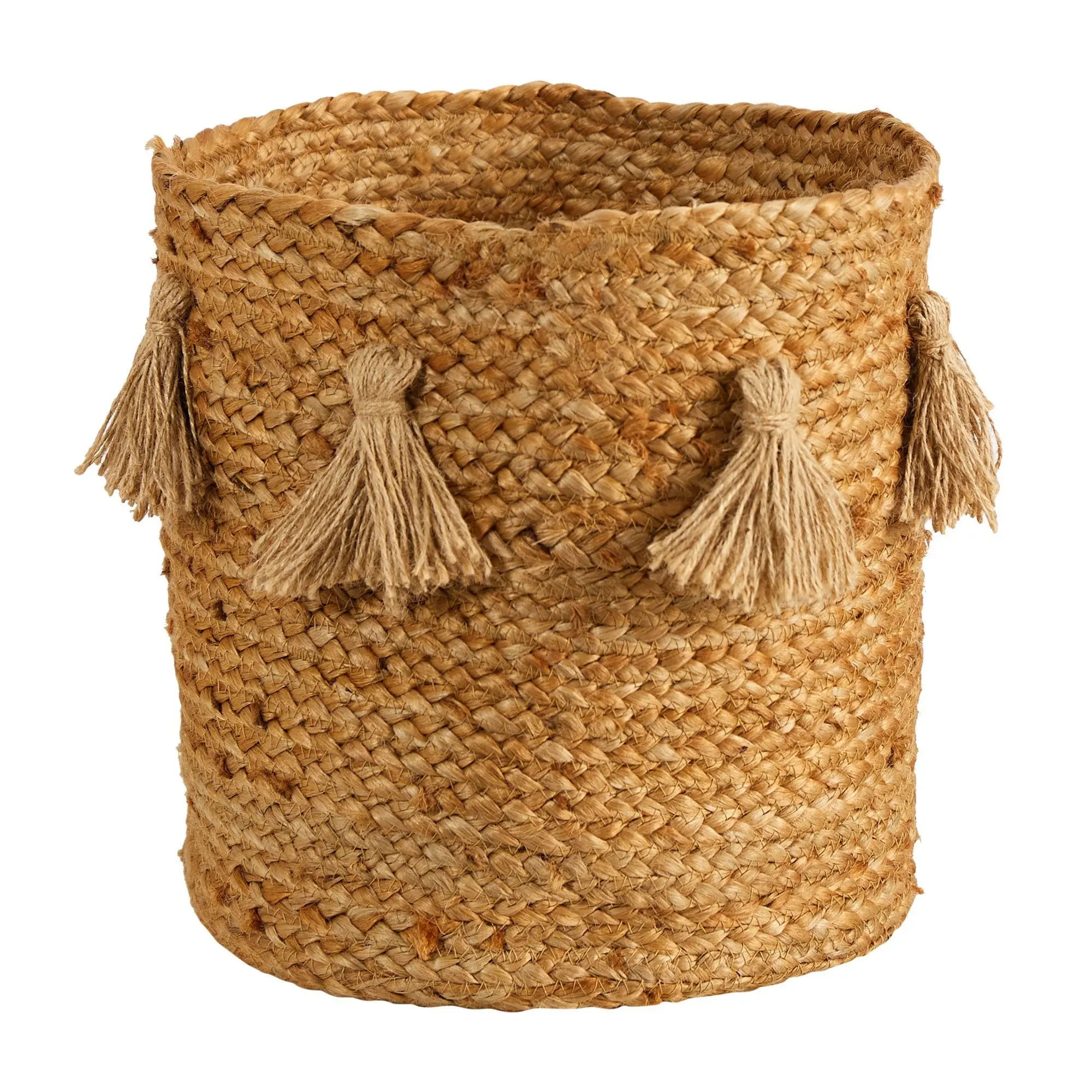 12.5in Boho Chic Natural Hand-Woven Jute Storage Basket with Tassels - Standing Home Organiser for Clutter Control, Pot Compatibility 12.5in Boho Chic Natural Hand-Woven Jute Storage Basket with Tassels - Standing Home Organiser for Clutter Control, Pot Compatibility