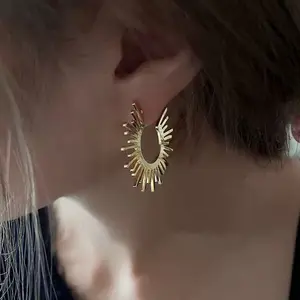 Abstract sunburst earrings. Geometric sunburst earrings. Statement earrings.Hypoallergenic earrings