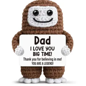 Dad Gifts from Daughter Son Wife,Fathers Day Birthday Gifts for Dad,Funny Handmade Crochet Bigfoot Easter Basket Stuffers Small Gift for Men Step Bonus New Daddy Papa,Cute Emotional Support Desk Decor