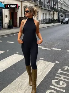 Women's Summer Sexy Backless One-Piece Jumpsuit, Halter Neck Design, Perfect for Casual Wear & Parties, Stylish and Comfortable