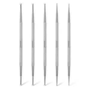 5Pcs 2 Way Dotting Tools for Nail Art Stainless Steel Dot Paint Pens Manicure Kit