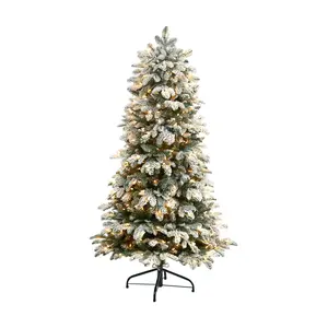 Nearly Natural 5' Flocked Christmas Tree w/350arm White LEDs
