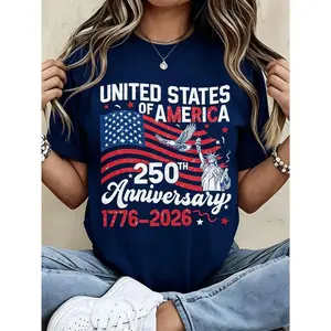 United States Of America 250th Anniversary 1776 2026 Patriotic T-Shirt With American Flag And Statue Of Liberty Design For Independence Day Celebration