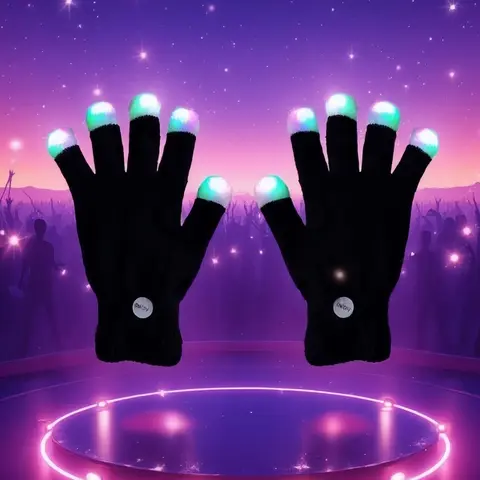 Unisex 5-Finger LED Knit Gloves - Light Sports & Outdoor Accessories, Adult Boys' Glow-Up Mittens with LED Lights for Rave, Festival Use