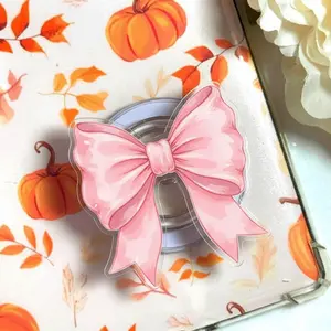 Aesthetic Coquette Pink Bow Magnetic Phone Grip Ribbon Design Magsafe Kickstand Holder, Cute Birthday Gift For Women And Girls
