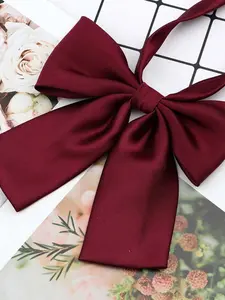 Women's Elegant Satin Bow Tie, Plain Design, Adjustable Size, Casual Fashion Accessory for All Seasons