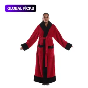 Winter Warm Soft Bathrobe Sleepwear Wearable Blanket Solid Color Unisex Home Clothing Fleece Jacket Long Sleeve with Pockets Hand Wash Indoor Outdoor Use #GLOBAL PICKS