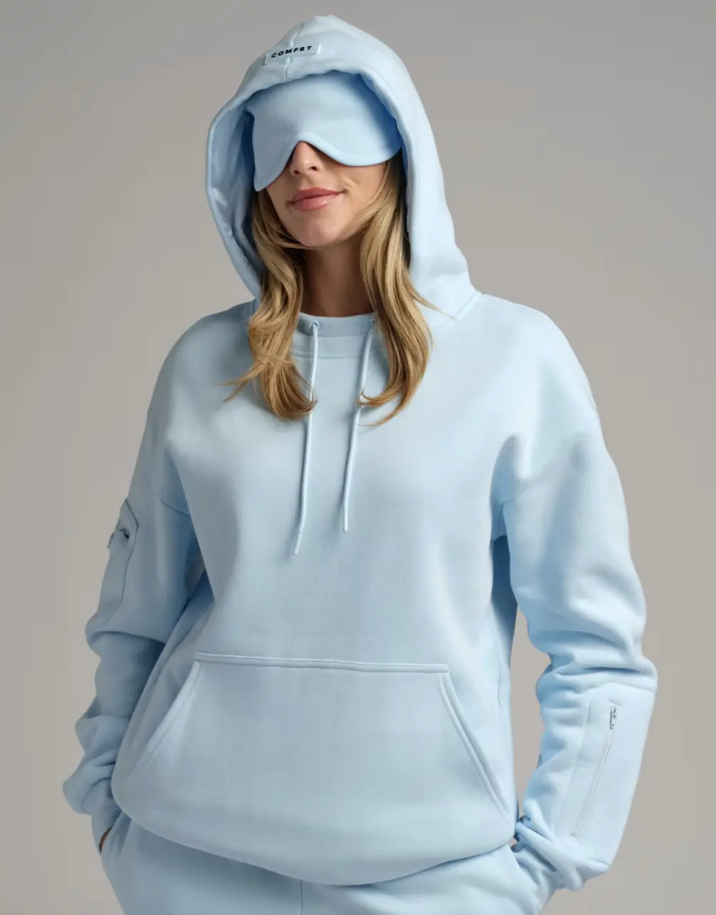 Comfrt | VIP Airplane Mode Travel Hoodie | Hood With Silk Eye Mask For Travel Comfrt | VIP Airplane Mode Travel Hoodie | Hood With Silk Eye Mask For Travel