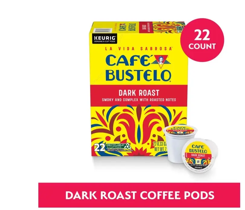 Cafe Bustelo Dark Roast Coffee, Single Serve Pods, 22 Count