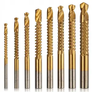8 Pack HSS Drill Bits Set Titanium Coated Side Cutting Saw Drills 3-10mm Twist Bit Kit For Woodworking Plastic Aluminum Thin Metal Sheet DIY Home Repair Workshop Essentials Garage Tools For Men Heavy Duty
