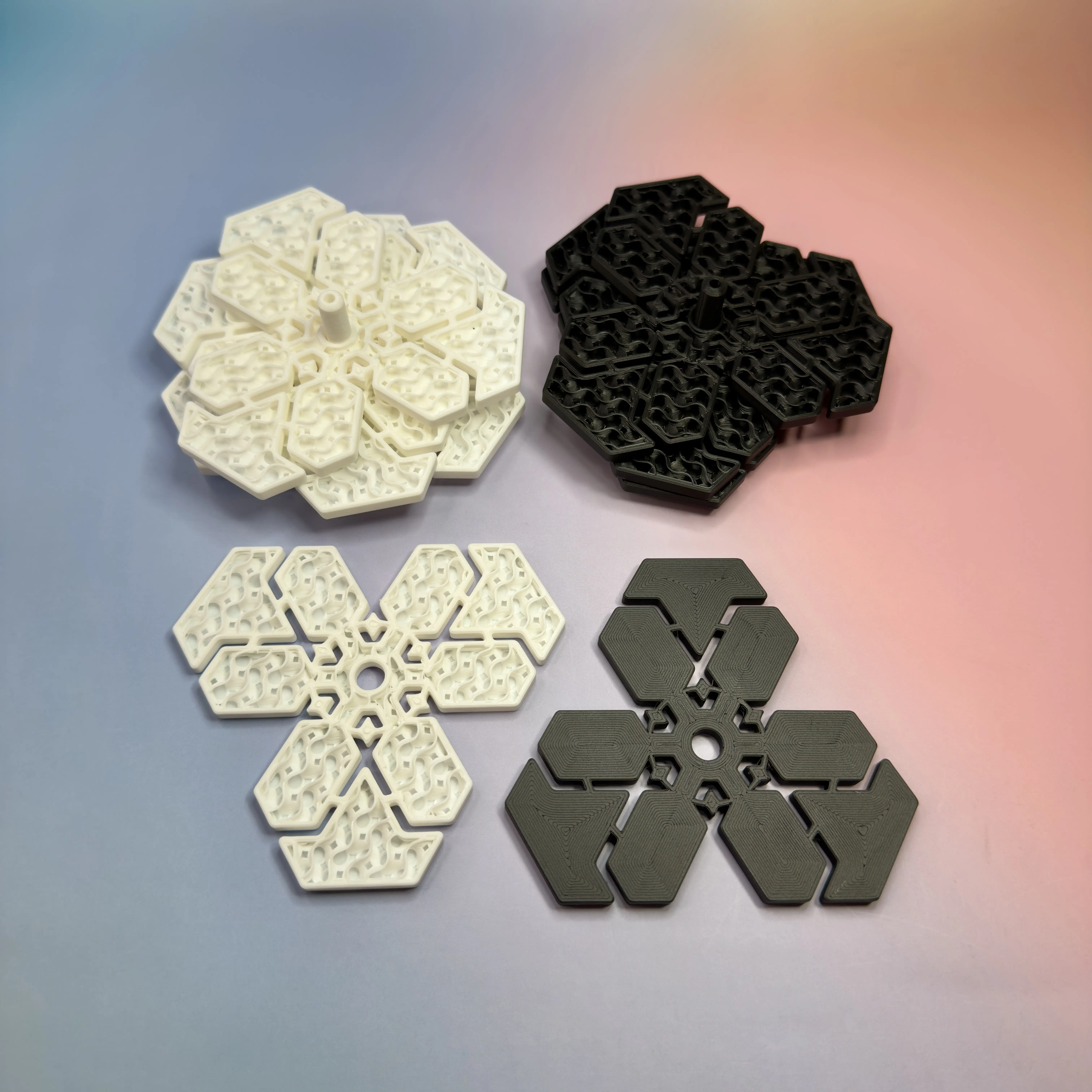 Modern Geometric Drink Coaster | Modern Black and White  Hex Coaster Set