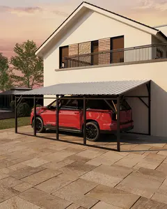 Garvee Upgraded 12x20FT Lean-To Metal Carport – Wall-Mounted Vehicle Shelter with Vertical Roof Design, 11.5° Sloped Roof, Heavy Duty 19-Gauge Steel Frame, 107"–78" Clearance for SUVs, Pickups, Boats & Outdoor Equipment